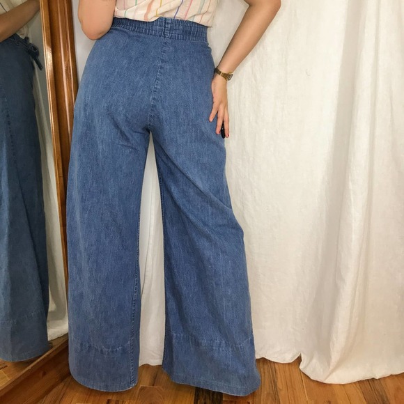 70s vintage wrangler wide leg belted bell bottoms - Picture 3 of 4